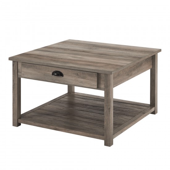 30" Square Country Coffee Table - Grey Wash