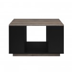 Delphyne 30" Square Storage Coffee Table - Solid Black/Grey Wash