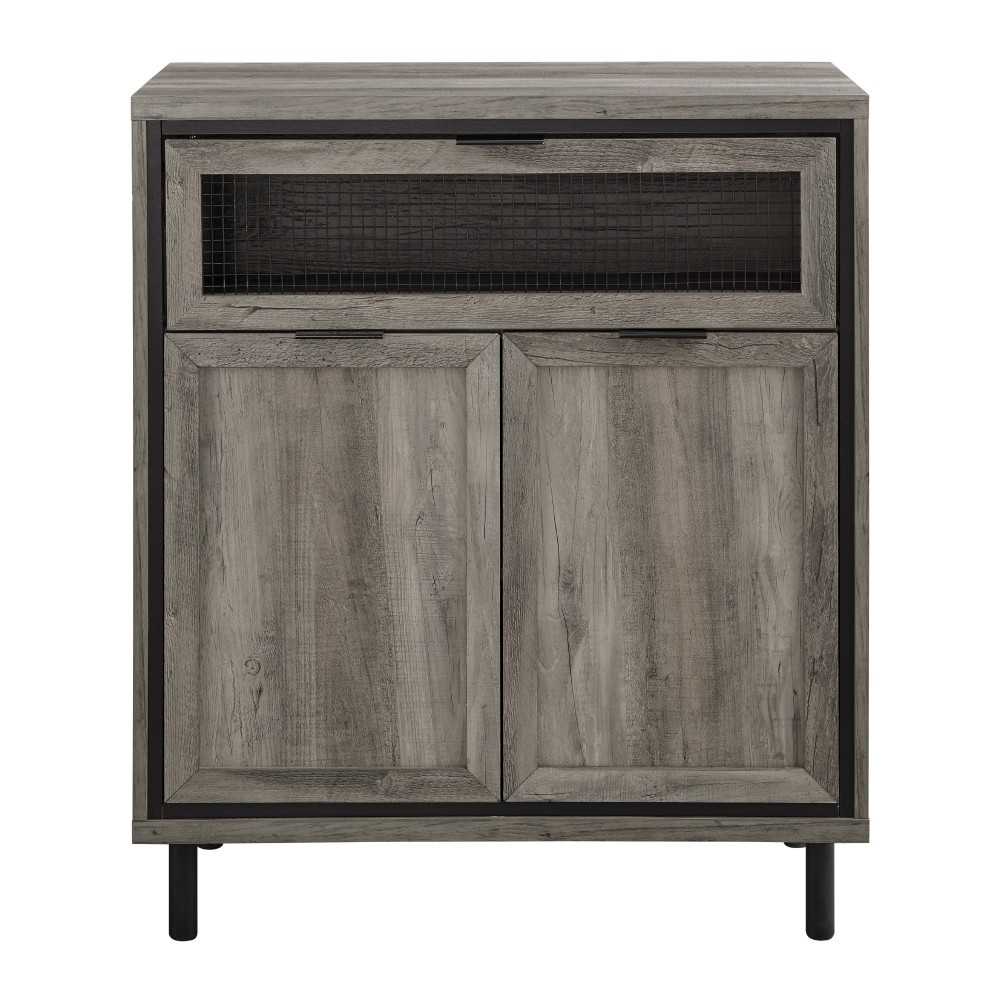 Jenson 30" Mesh Metal Drop Down Door Accent Cabinet - Grey Wash Jenson 30" Mesh Metal Drop Down Door Accent Cabinet - Grey Wash