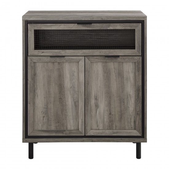 Jenson 30" Mesh Metal Drop Down Door Accent Cabinet - Grey Wash