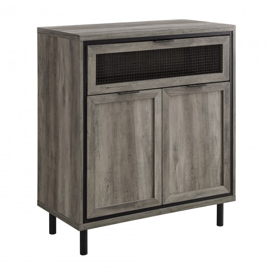 Jenson 30" Mesh Metal Drop Down Door Accent Cabinet - Grey Wash