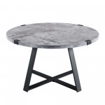 Faux Wrap Leg Urban Industrial Round Coffee Table - Grey Wash/Black