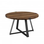 Faux Wrap Leg Urban Industrial Round Coffee Table - Rustic Oak/Black