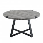 Faux Wrap Leg Urban Industrial Round Coffee Table - Slate Grey/Black