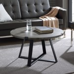 Faux Wrap Leg Urban Industrial Round Coffee Table - Slate Grey/Black