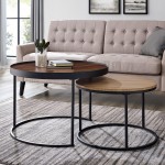 Pamela 30" Two-Tone Nesting Coffee Tables - Dark Walnut/English Oak