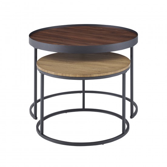 Pamela 30" Two-Tone Nesting Coffee Tables - Dark Walnut/English Oak