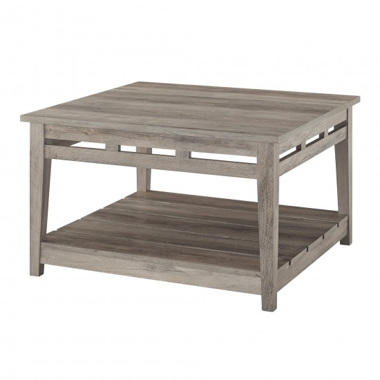 Parker 30" Farmhouse Square Coffee Table - Grey Wash