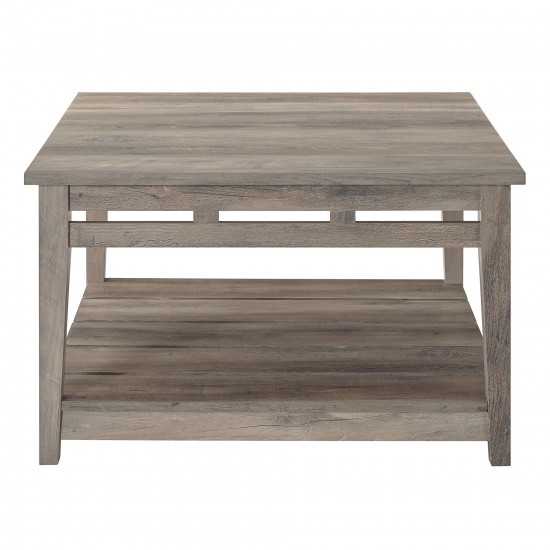 Parker 30" Farmhouse Square Coffee Table - Grey Wash