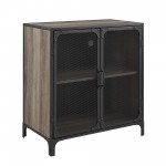 30" Industrial Mesh Metal Door Accent Cabinet - Grey Wash