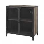 30" Industrial Mesh Metal Door Accent Cabinet - Grey Wash