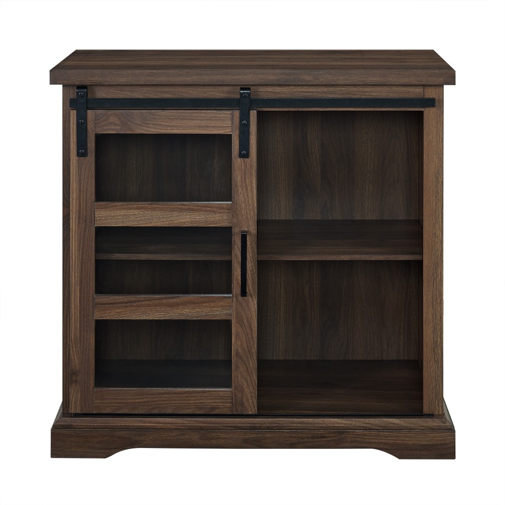 Alba 32" Sliding Glass Door Modern Accent Cabinet - Dark Walnut