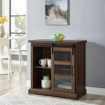 Alba 32" Sliding Glass Door Modern Accent Cabinet - Dark Walnut