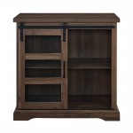 Alba 32" Sliding Glass Door Modern Accent Cabinet - Dark Walnut