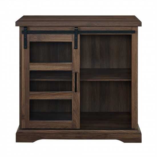 Alba 32" Sliding Glass Door Modern Accent Cabinet - Dark Walnut