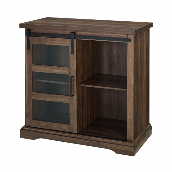 Alba 32" Sliding Glass Door Modern Accent Cabinet - Dark Walnut