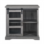 Alba 32" Sliding Glass Door Modern Accent Cabinet - Slate Grey