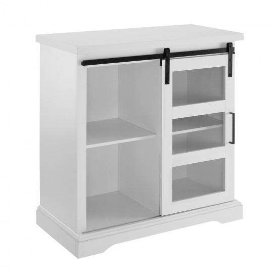 Alba 32" Sliding Glass Door Modern Accent Cabinet - Solid White