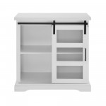 Alba 32" Sliding Glass Door Modern Accent Cabinet - Solid White
