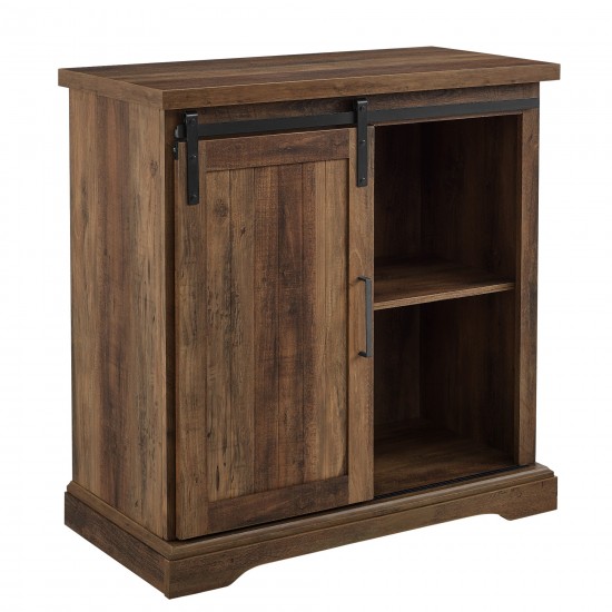 Alba 32" Sliding Grooved Door Modern Accent Cabinet - Rustic Oak