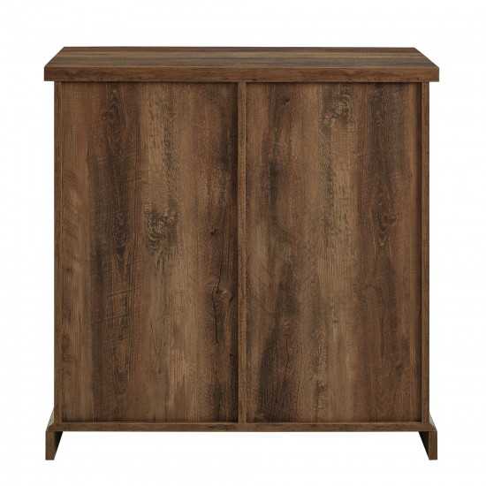 Alba 32" Sliding Grooved Door Modern Accent Cabinet - Rustic Oak