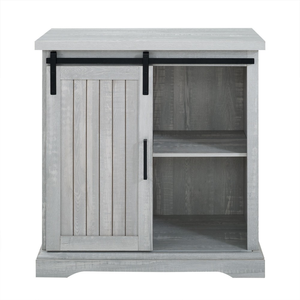 Alba 32" Sliding Grooved Door Modern Accent Cabinet - Stone Grey