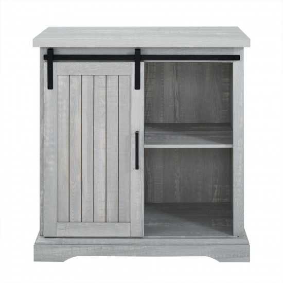 Alba 32" Sliding Grooved Door Modern Accent Cabinet - Stone Grey