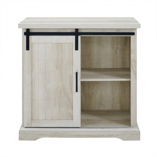 Alba 32" Sliding Grooved Door Modern Accent Cabinet - White Oak