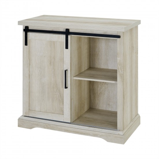 Alba 32" Sliding Grooved Door Modern Accent Cabinet - White Oak