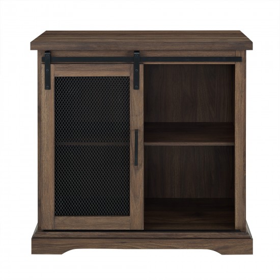 Alba 32" Sliding Mesh Metal Door Accent Cabinet - Dark Walnut