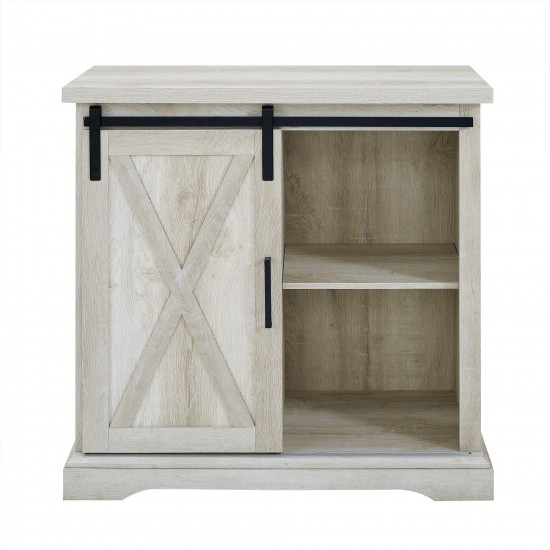 Alba 32" Sliding Barn Door Farmhouse Accent Cabinet - White Oak