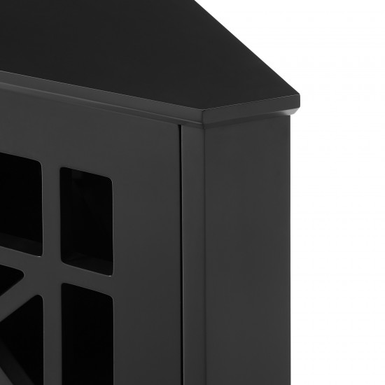 Gwen Fretwork Corner Accent Cabinet - Black