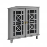 Gwen Fretwork Corner Accent Cabinet - Grey