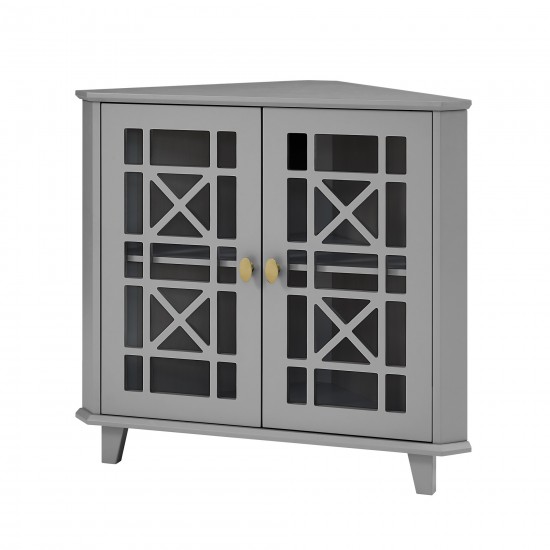 Gwen Fretwork Corner Accent Cabinet - Grey