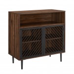 Keegan 32" Modern Slanted Metal Door Accent Cabinet - Dark Walnut