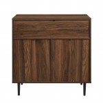 Keegan 32" Modern Slanted Metal Door Accent Cabinet - Dark Walnut