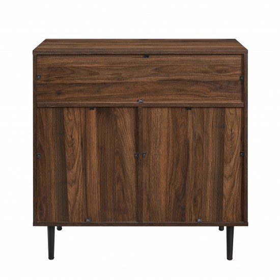 Keegan 32" Modern Slanted Metal Door Accent Cabinet - Dark Walnut