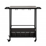 34" Modern Industrial Bar Serving Cart - Graphite/Grey Vein Cut Faux Marble