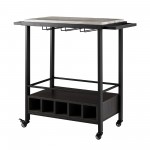 34" Modern Industrial Bar Serving Cart - Graphite/Grey Vein Cut Faux Marble