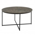 Alissa 36" Coffee Table with X Base - Brown Faux Marble/Black