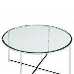 Alissa Mid Century Modern Round Coffee Table - Glass/Chrome