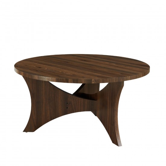 Wilmer 36" Mid Century 3-Leg Round Coffee Table - Dark Walnut