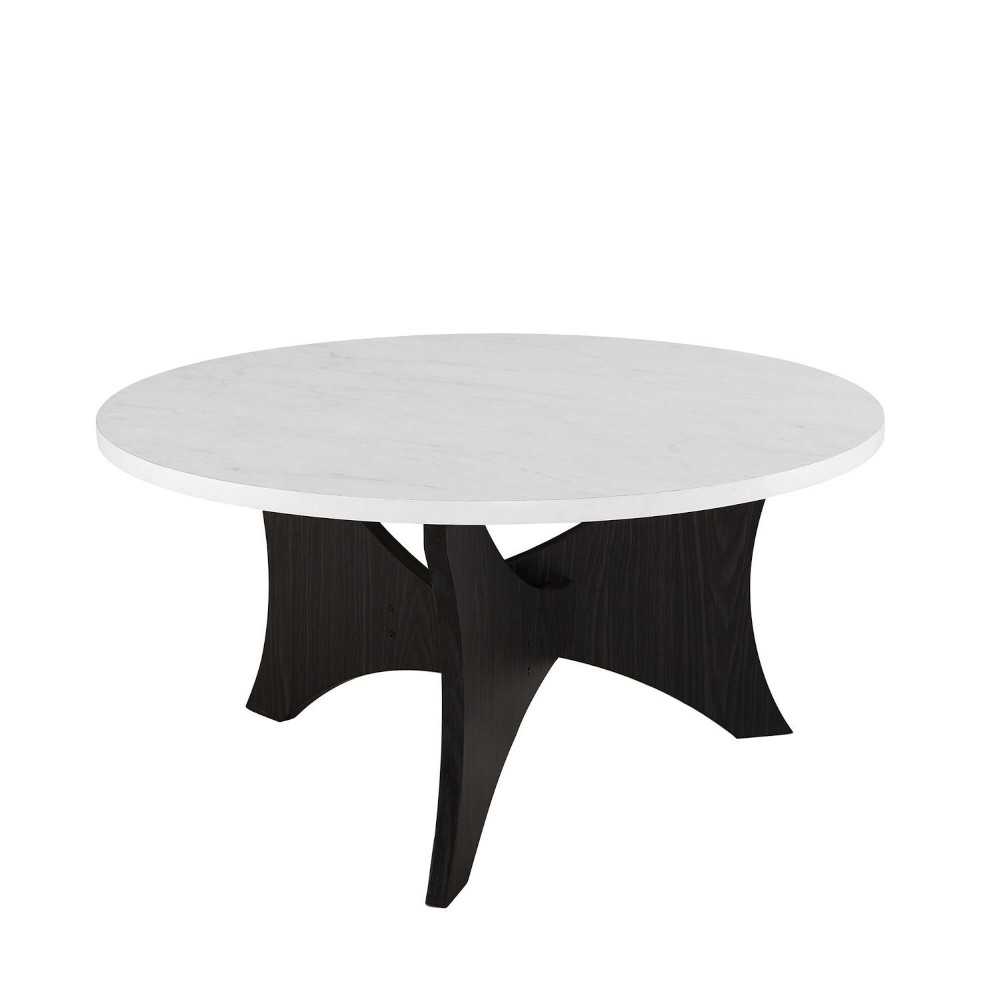 Wilmer 36" Mid Century 3-Leg Round Coffee Table - Faux White Marble/Graphite Wilmer 36" Mid Century 3-Leg Round Coffee Table - Faux White Marble/Graphite