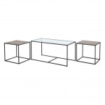 3-Piece Industrial Nesting Table Set - Glass/Grey Wash