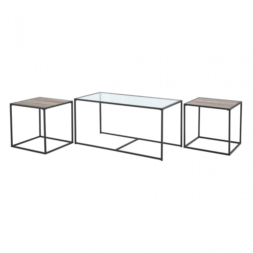 3-Piece Industrial Nesting Table Set - Glass/Grey Wash 3-Piece Industrial Nesting Table Set - Glass/Grey Wash