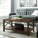 Metal X Rustic Wood Coffee Table - Dark Walnut