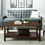 Metal X Rustic Wood Coffee Table - Dark Walnut