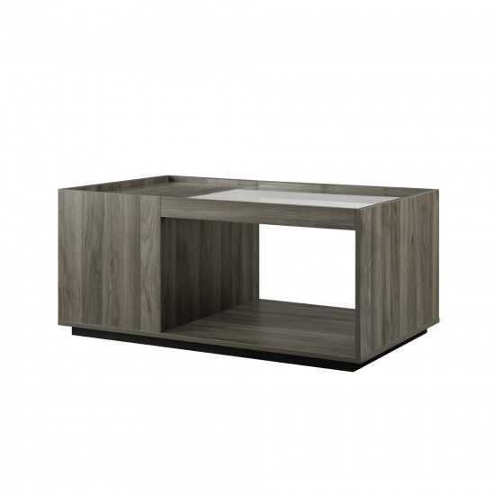 Talia 40" Glass Top Storage Coffee Table - Slate Grey