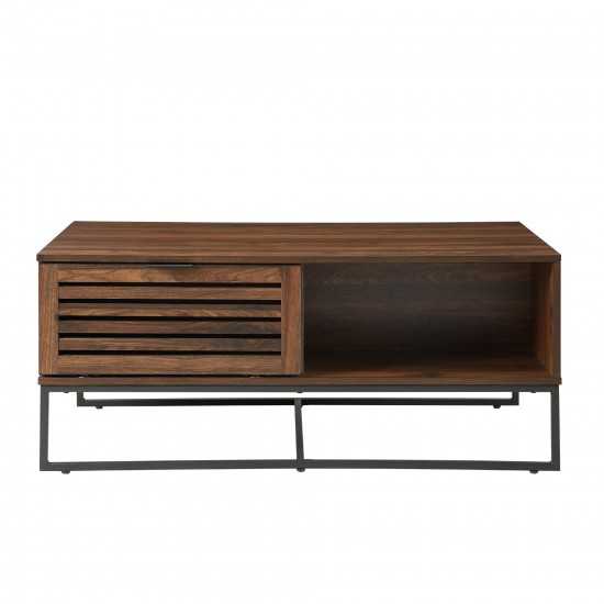 Jackson 42" Modern Slat Door Coffee Table - Dark Walnut