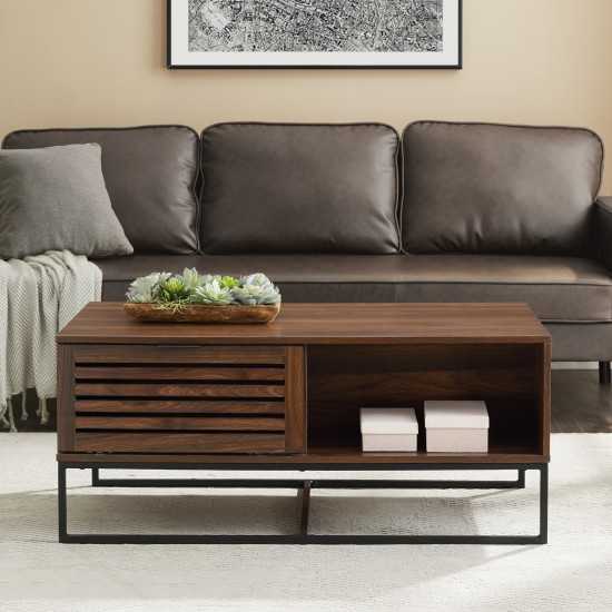 Jackson 42" Modern Slat Door Coffee Table - Dark Walnut